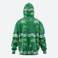 Green Hawaii Palm Tree Hibiscus Hoodie Fantasy Summer Vibe