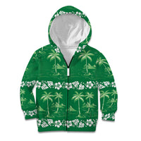 Green Hawaii Palm Tree Hibiscus Kid Hoodie Fantasy Summer Vibe