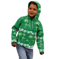 Green Hawaii Palm Tree Hibiscus Kid Hoodie Fantasy Summer Vibe