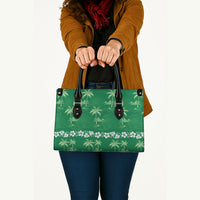 Green Hawaii Palm Tree Hibiscus Leather Bag Fantasy Summer Vibe
