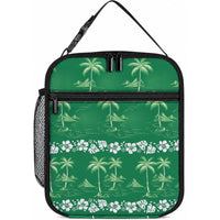 Green Hawaii Palm Tree Hibiscus Lunch Bag Fantasy Summer Vibe