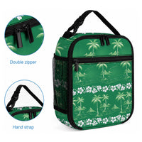 Green Hawaii Palm Tree Hibiscus Lunch Bag Fantasy Summer Vibe