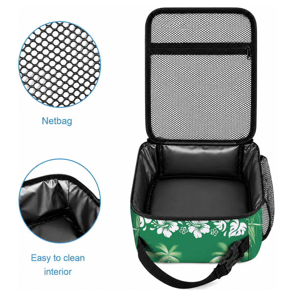 Green Hawaii Palm Tree Hibiscus Lunch Bag Fantasy Summer Vibe