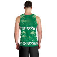 Green Hawaii Palm Tree Hibiscus Men Tank Top Fantasy Summer Vibe
