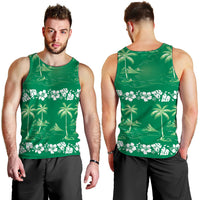 Green Hawaii Palm Tree Hibiscus Men Tank Top Fantasy Summer Vibe