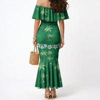 Green Hawaii Palm Tree Hibiscus Mermaid Dress Fantasy Summer Vibe