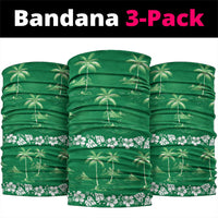 Green Hawaii Palm Tree Hibiscus Neck Gaiter Fantasy Summer Vibe
