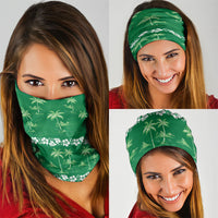 Green Hawaii Palm Tree Hibiscus Neck Gaiter Fantasy Summer Vibe