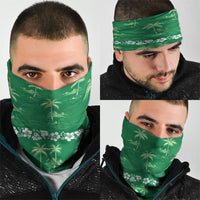 Green Hawaii Palm Tree Hibiscus Neck Gaiter Fantasy Summer Vibe