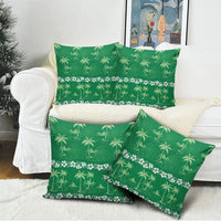 Green Hawaii Palm Tree Hibiscus Pillow Cover Fantasy Summer Vibe