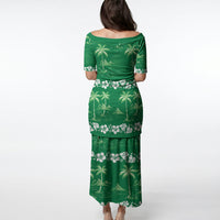Green Hawaii Palm Tree Hibiscus Puletasi Fantasy Summer Vibe