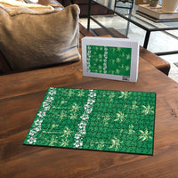 Green Hawaii Palm Tree Hibiscus Puzzle Fantasy Summer Vibe