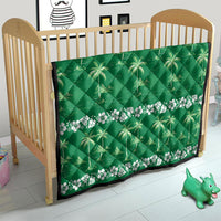 Green Hawaii Palm Tree Hibiscus Quilt Fantasy Summer Vibe