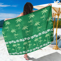Green Hawaii Palm Tree Hibiscus Sarong Fantasy Summer Vibe