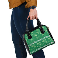Green Hawaii Palm Tree Hibiscus Shoulder Handbag Fantasy Summer Vibe