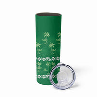 Green Hawaii Palm Tree Hibiscus Skinny Tumbler Fantasy Summer Vibe