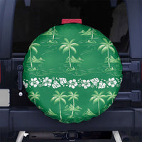 Green Hawaii Palm Tree Hibiscus Spare Tire Cover Fantasy Summer Vibe