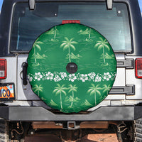 Green Hawaii Palm Tree Hibiscus Spare Tire Cover Fantasy Summer Vibe