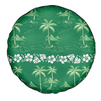 Green Hawaii Palm Tree Hibiscus Spare Tire Cover Fantasy Summer Vibe