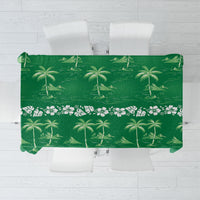 Green Hawaii Palm Tree Hibiscus Tablecloth Fantasy Summer Vibe