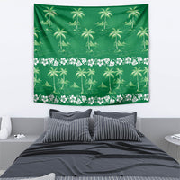 Green Hawaii Palm Tree Hibiscus Tapestry Fantasy Summer Vibe