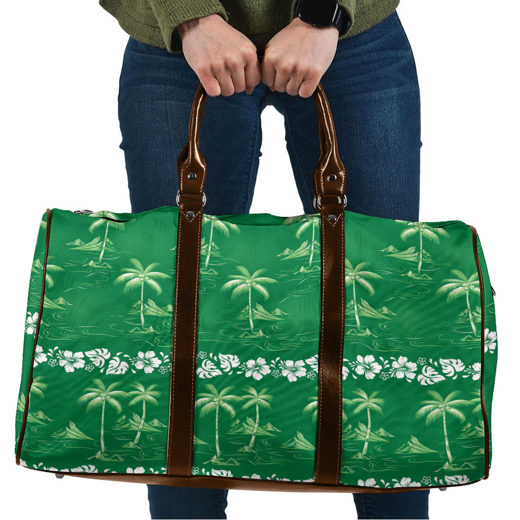 Green Hawaii Palm Tree Hibiscus Travel Bag Fantasy Summer Vibe