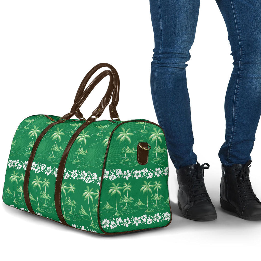 Green Hawaii Palm Tree Hibiscus Travel Bag Fantasy Summer Vibe