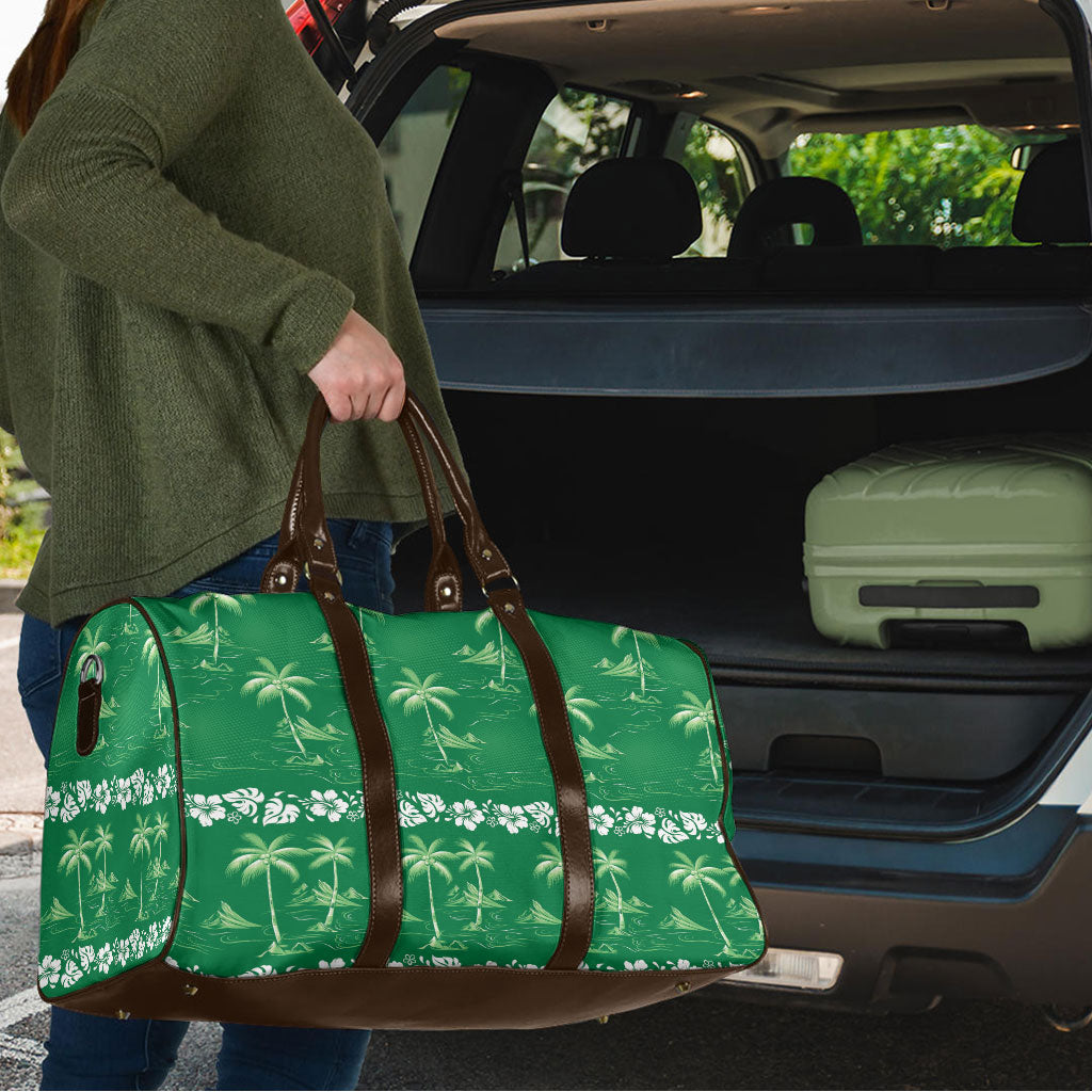 Green Hawaii Palm Tree Hibiscus Travel Bag Fantasy Summer Vibe