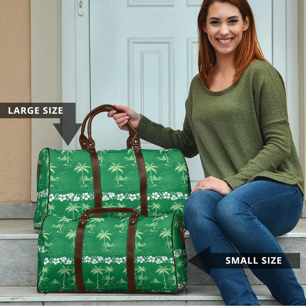 Green Hawaii Palm Tree Hibiscus Travel Bag Fantasy Summer Vibe