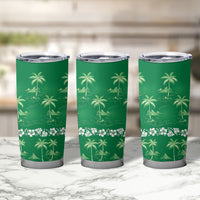 Green Hawaii Palm Tree Hibiscus Tumbler Cup Fantasy Summer Vibe