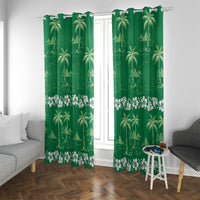 Green Hawaii Palm Tree Hibiscus Window Curtain Fantasy Summer Vibe