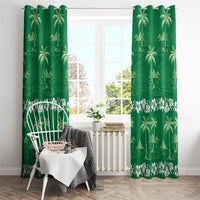Green Hawaii Palm Tree Hibiscus Window Curtain Fantasy Summer Vibe