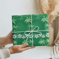 Green Hawaii Palm Tree Hibiscus Wrapping Paper Fantasy Summer Vibe