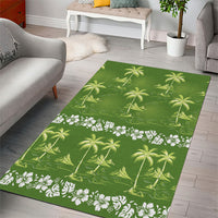 Olive Green Hawaii Palm Tree Hibiscus Area Rug Fantasy Summer Vibe