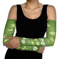 Olive Green Hawaii Palm Tree Hibiscus Arm Sleeves Fantasy Summer Vibe