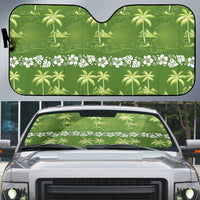 Olive Green Hawaii Palm Tree Hibiscus Auto Sun Shade Fantasy Summer Vibe