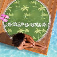 Olive Green Hawaii Palm Tree Hibiscus Beach Blanket Fantasy Summer Vibe