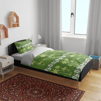 Olive Green Hawaii Palm Tree Hibiscus Bedding Set Fantasy Summer Vibe