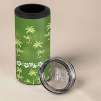 Olive Green Hawaii Palm Tree Hibiscus 4 in 1 Can Cooler Tumbler Fantasy Summer Vibe