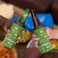 Olive Green Hawaii Palm Tree Hibiscus 4 in 1 Can Cooler Tumbler Fantasy Summer Vibe