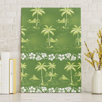 Olive Green Hawaii Palm Tree Hibiscus Canvas Wall Art Fantasy Summer Vibe