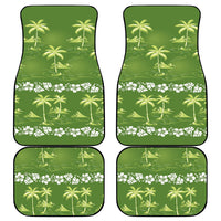 Olive Green Hawaii Palm Tree Hibiscus Car Mats Fantasy Summer Vibe