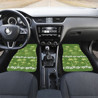 Olive Green Hawaii Palm Tree Hibiscus Car Mats Fantasy Summer Vibe