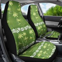 Olive Green Hawaii Palm Tree Hibiscus Car Seat Cover Fantasy Summer Vibe