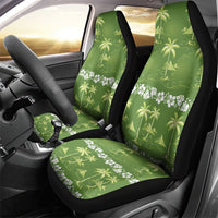 Olive Green Hawaii Palm Tree Hibiscus Car Seat Cover Fantasy Summer Vibe