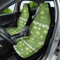 Olive Green Hawaii Palm Tree Hibiscus Car Seat Cover Fantasy Summer Vibe
