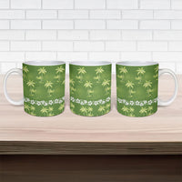 Olive Green Hawaii Palm Tree Hibiscus Ceramic Mug Fantasy Summer Vibe