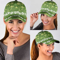 Olive Green Hawaii Palm Tree Hibiscus Classic Cap Fantasy Summer Vibe