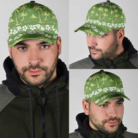Olive Green Hawaii Palm Tree Hibiscus Classic Cap Fantasy Summer Vibe