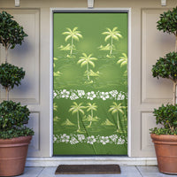 Olive Green Hawaii Palm Tree Hibiscus Door Cover Fantasy Summer Vibe